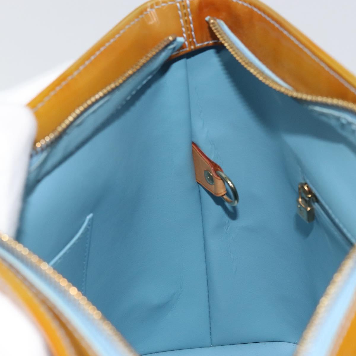 LOUIS VUITTON Monogram Vernis Houston Hand Bag Baby Blue M91005 LV Auth ka537