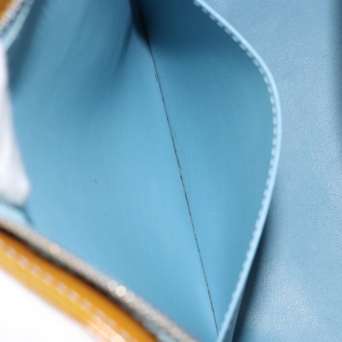 LOUIS VUITTON Monogram Vernis Houston Hand Bag Baby Blue M91005 LV Auth ka537