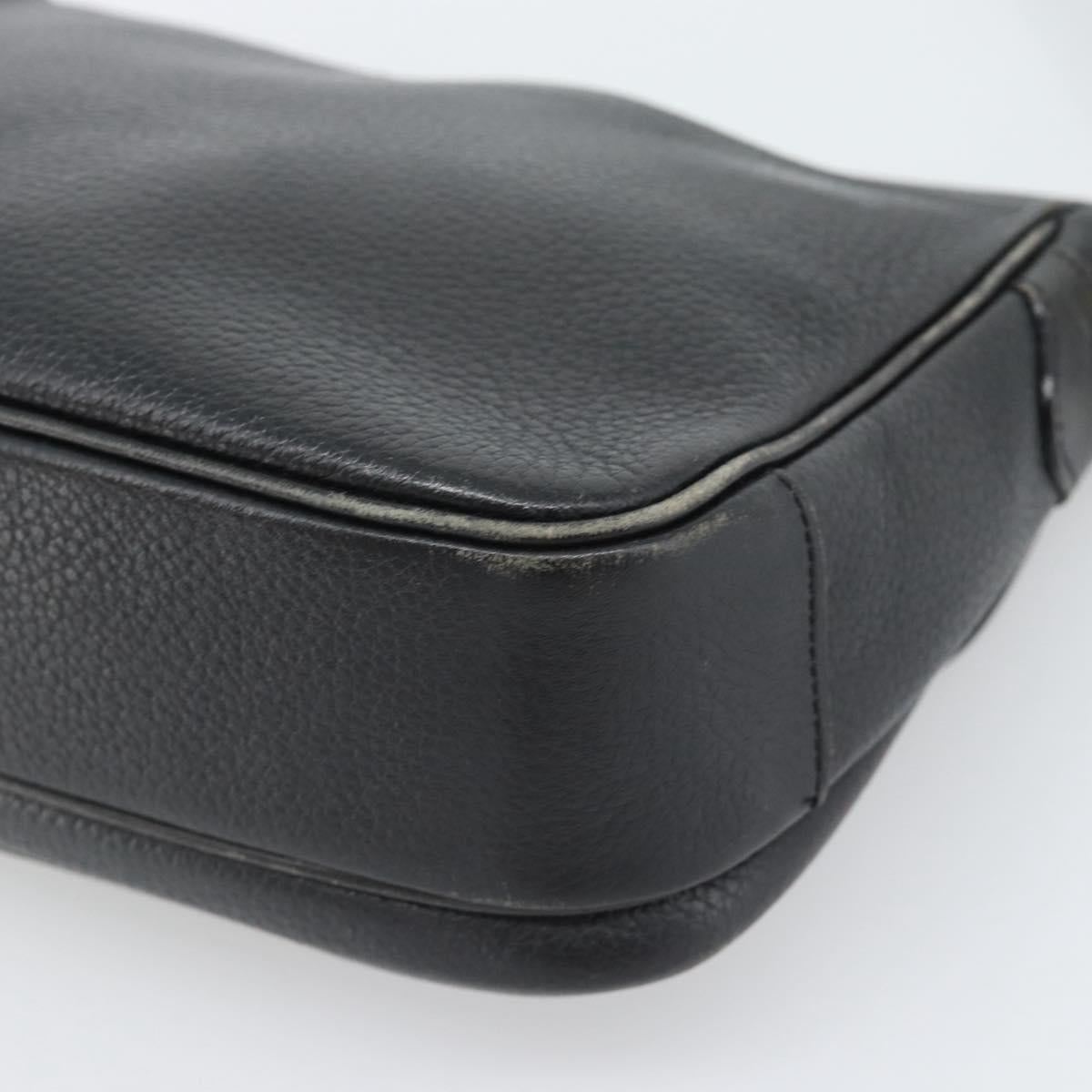 Burberrys Shoulder Bag Leather Black Gold Tone Auth ka5370