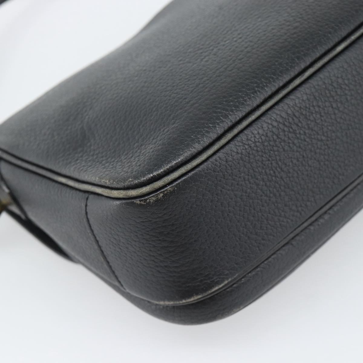 Burberrys Shoulder Bag Leather Black Gold Tone Auth ka5370