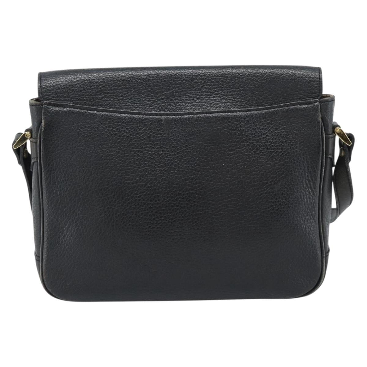 Burberrys Shoulder Bag Leather Black Gold Tone Auth ka5370