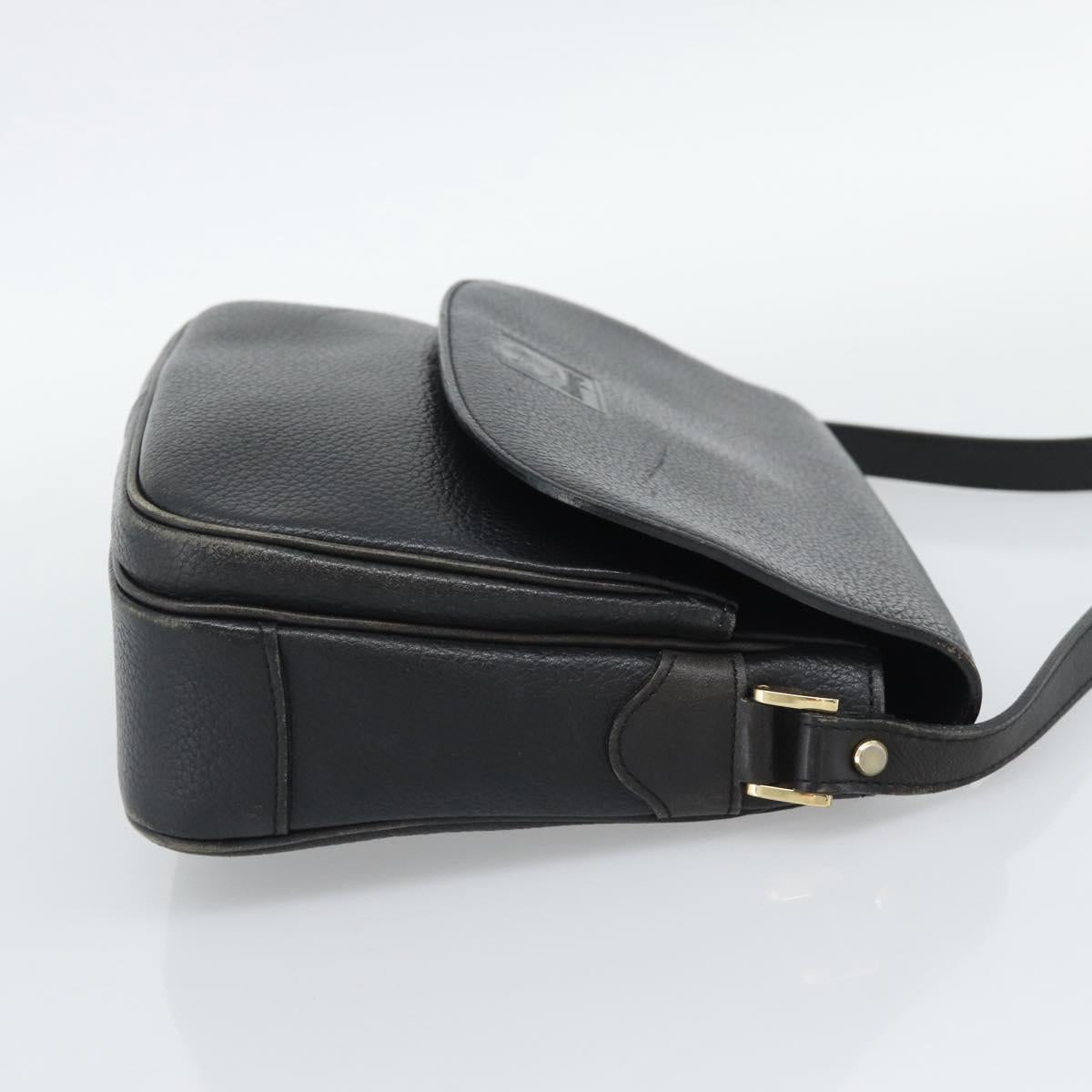 Burberrys Shoulder Bag Leather Black Gold Tone Auth ka5370