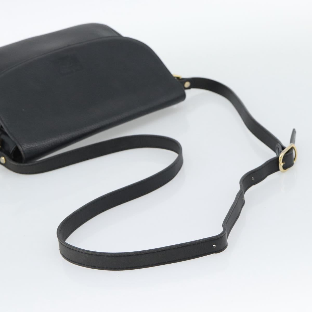 Burberrys Shoulder Bag Leather Black Gold Tone Auth ka5370