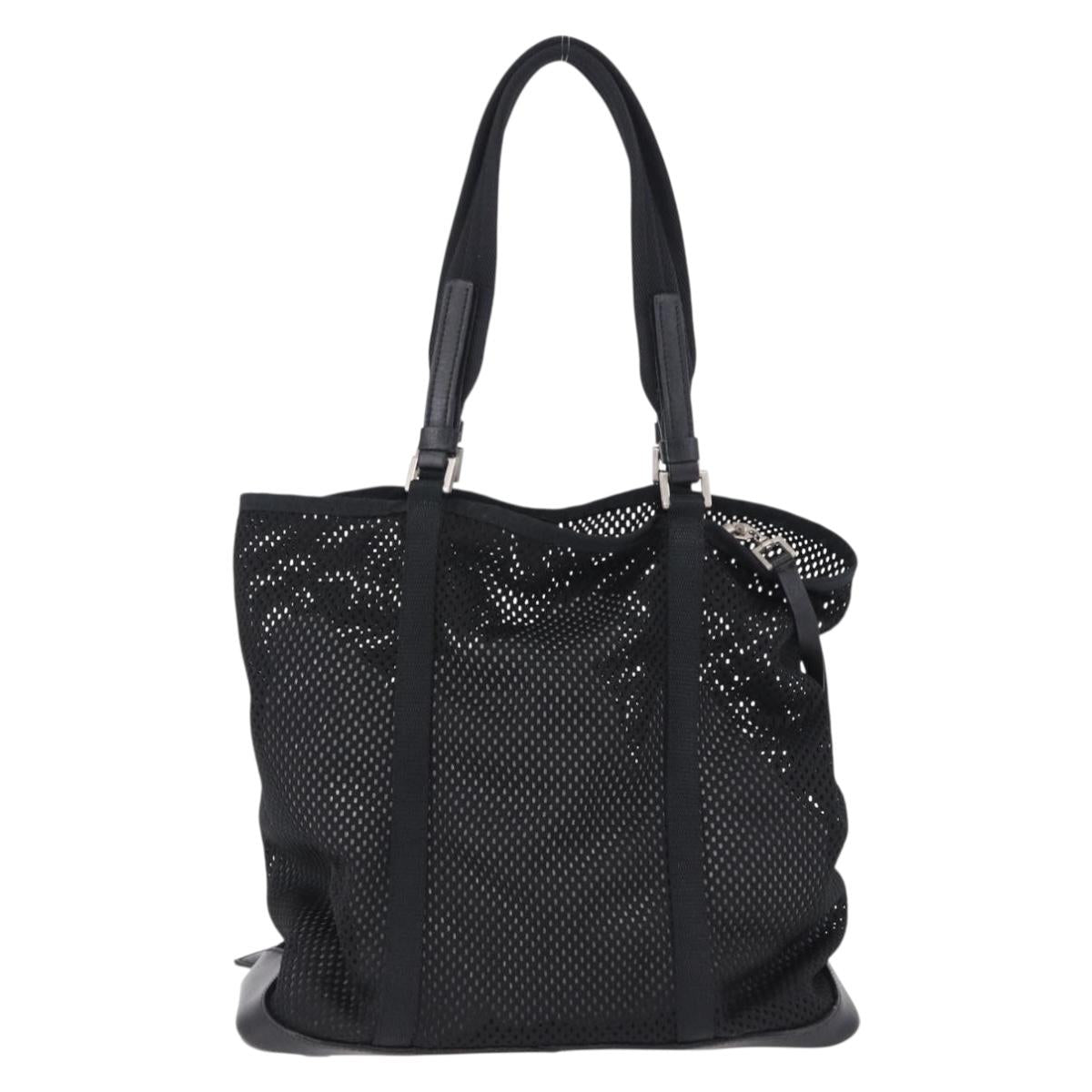PRADA Hand Bag Canvas Black Silver Auth ka5371
