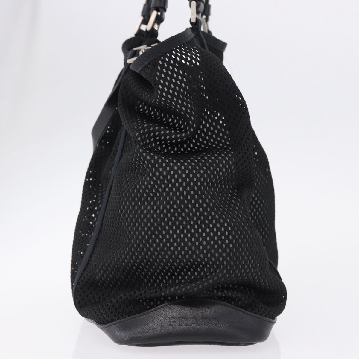 PRADA Hand Bag Canvas Black Silver Auth ka5371