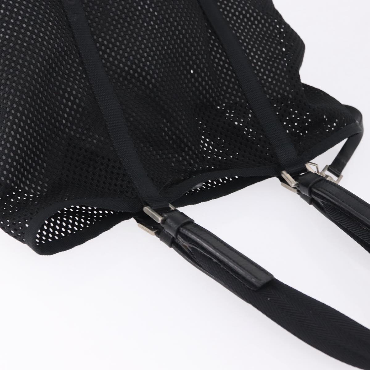 PRADA Hand Bag Canvas Black Silver Auth ka5371