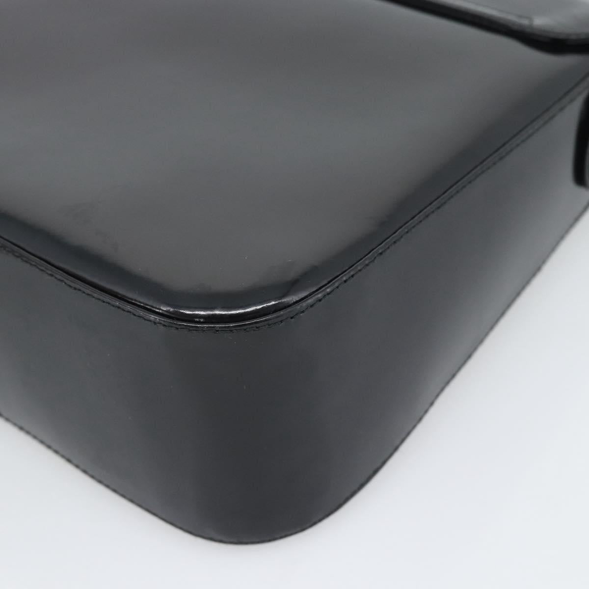 Salvatore Ferragamo Patent Hand Bag Black Silver Auth ka5372