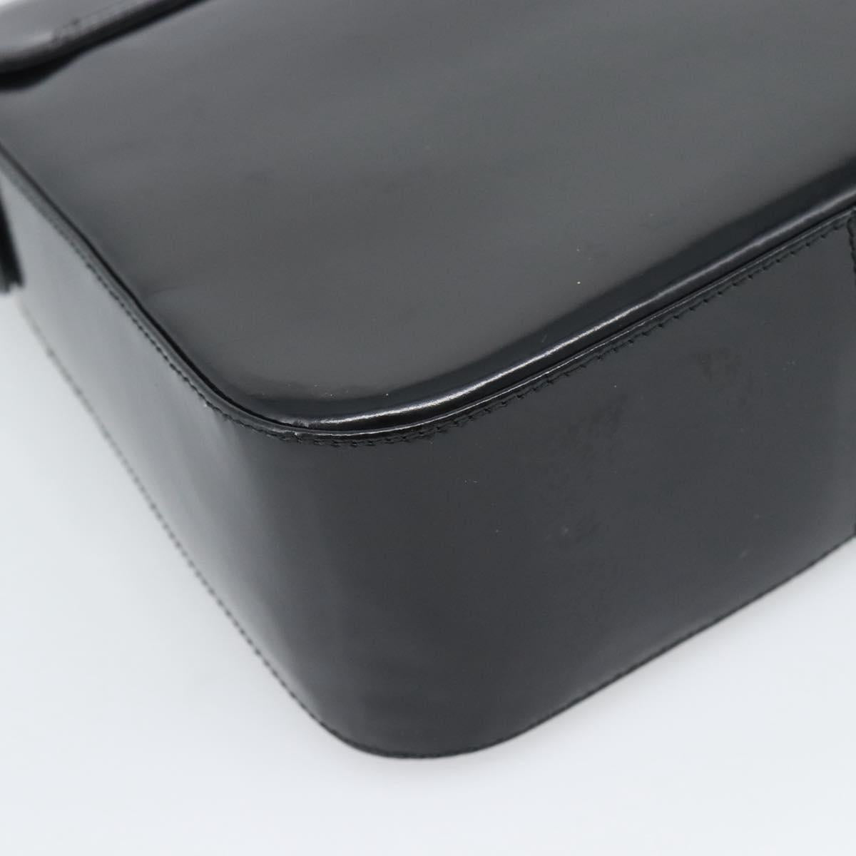 Salvatore Ferragamo Patent Hand Bag Black Silver Auth ka5372