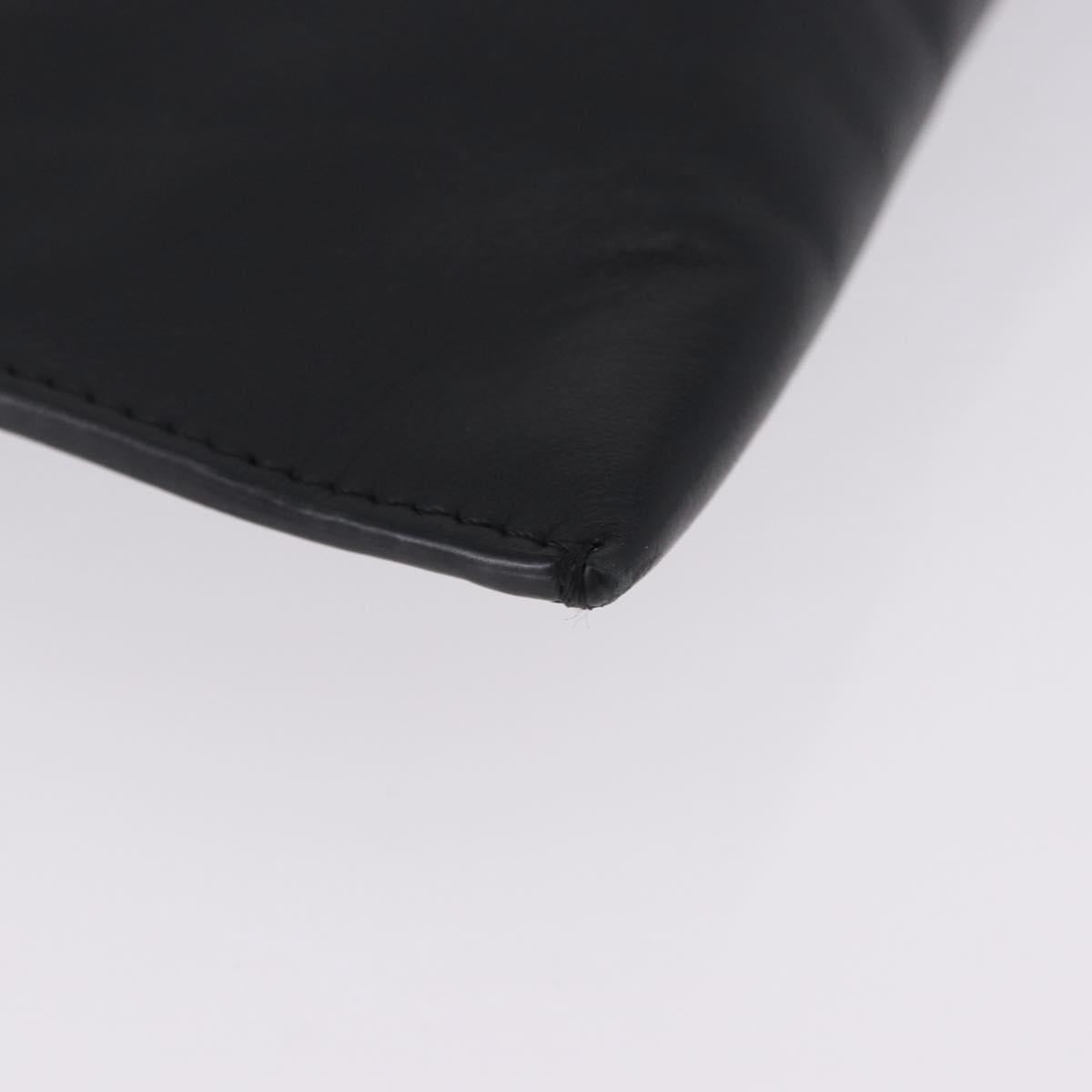 FENDI Clutch Bag Leather Black Silver 7M0225 Auth ka5375V