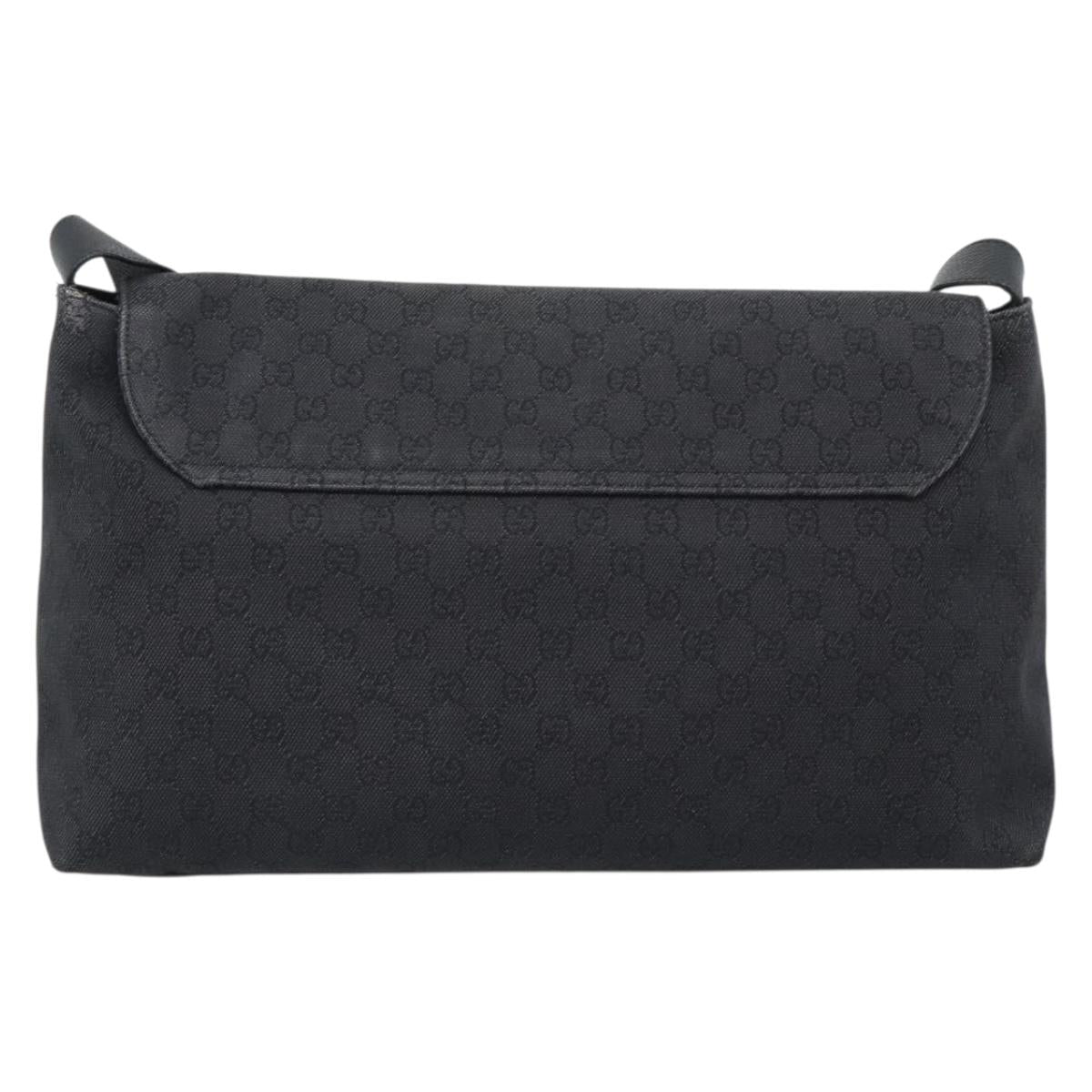 GUCCI GG Canvas Shoulder Bag Outlet Black Silver 272350 Auth ka5377