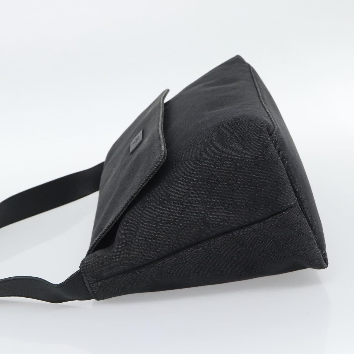 GUCCI GG Canvas Shoulder Bag Outlet Black Silver 272350 Auth ka5377