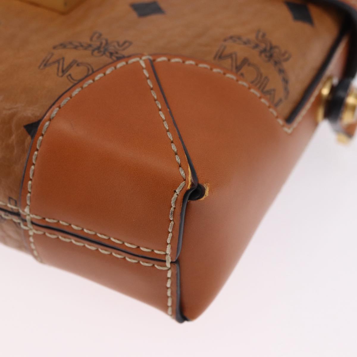 MCM Vicetos Shoulder Bag PVC Leather Brown Gold Tone Auth ka5379