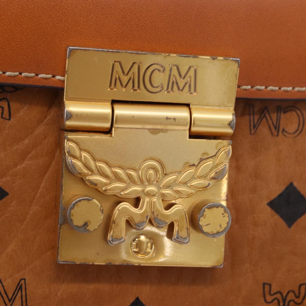 MCM Vicetos Shoulder Bag PVC Leather Brown Gold Tone Auth ka5379