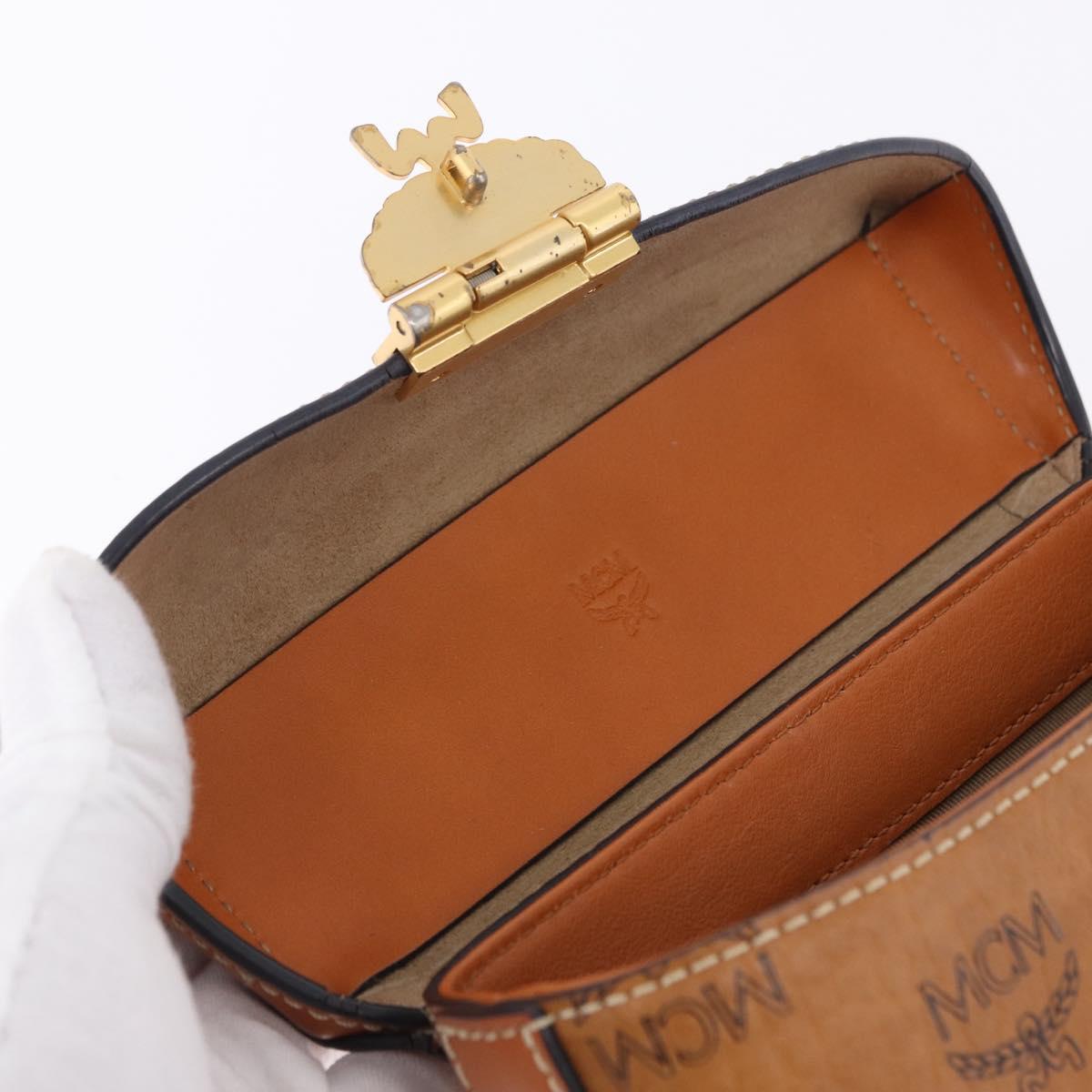 MCM Vicetos Shoulder Bag PVC Leather Brown Gold Tone Auth ka5379