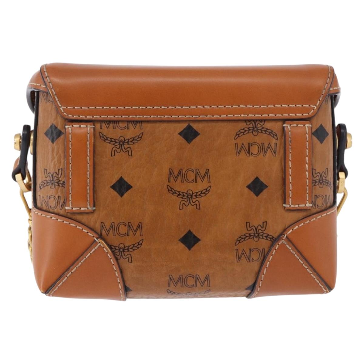 MCM Vicetos Shoulder Bag PVC Leather Brown Gold Tone Auth ka5379
