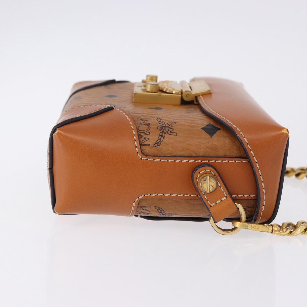 MCM Vicetos Shoulder Bag PVC Leather Brown Gold Tone Auth ka5379