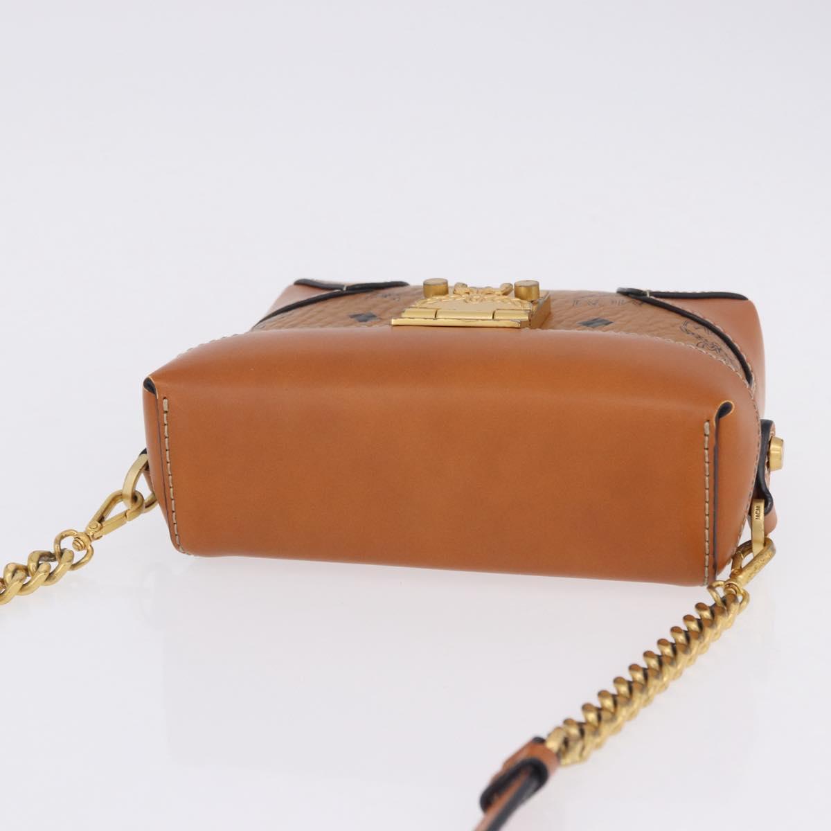 MCM Vicetos Shoulder Bag PVC Leather Brown Gold Tone Auth ka5379