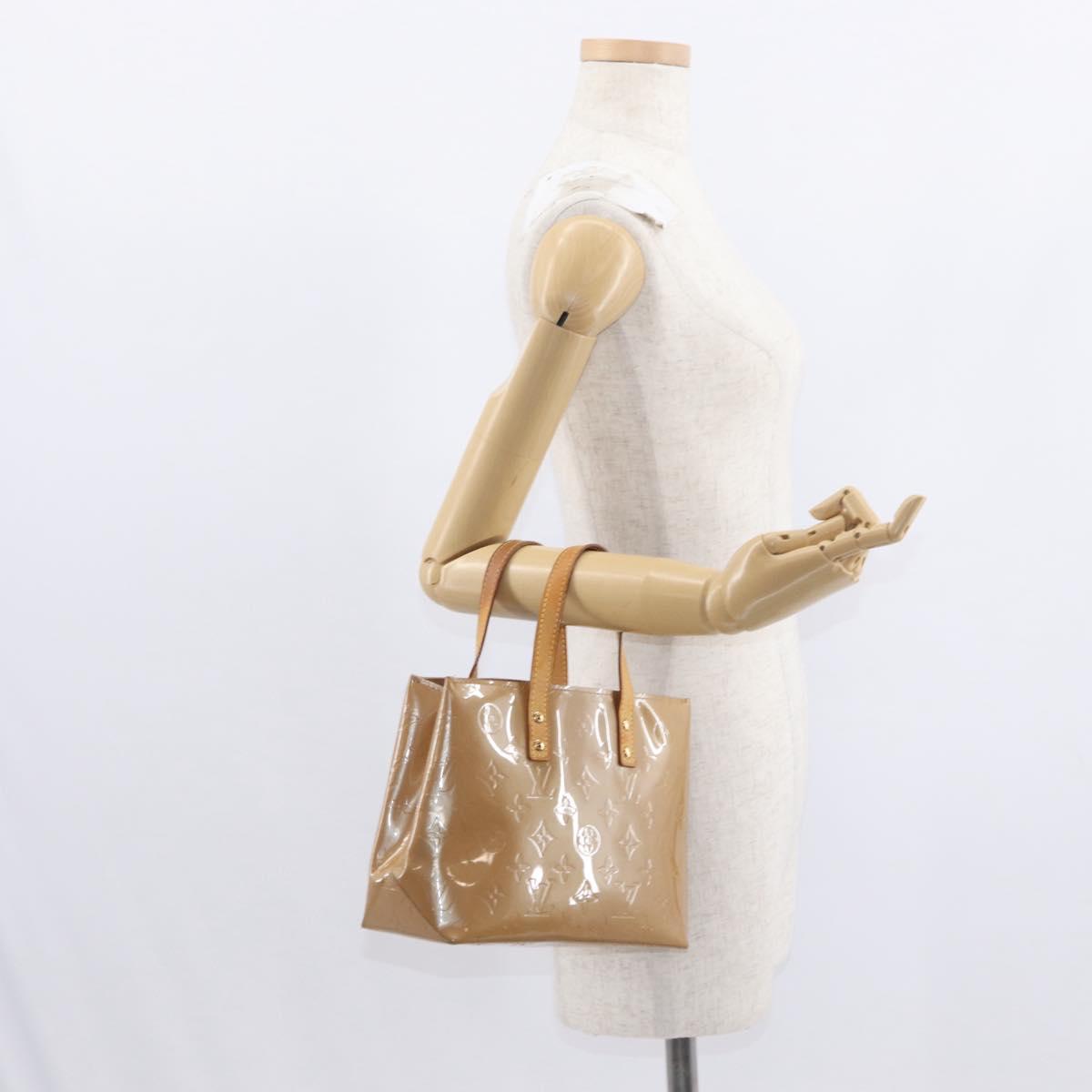 LOUIS VUITTON Monogram Vernis Reade PM Hand Bag Beige M91334 LV Auth ka538