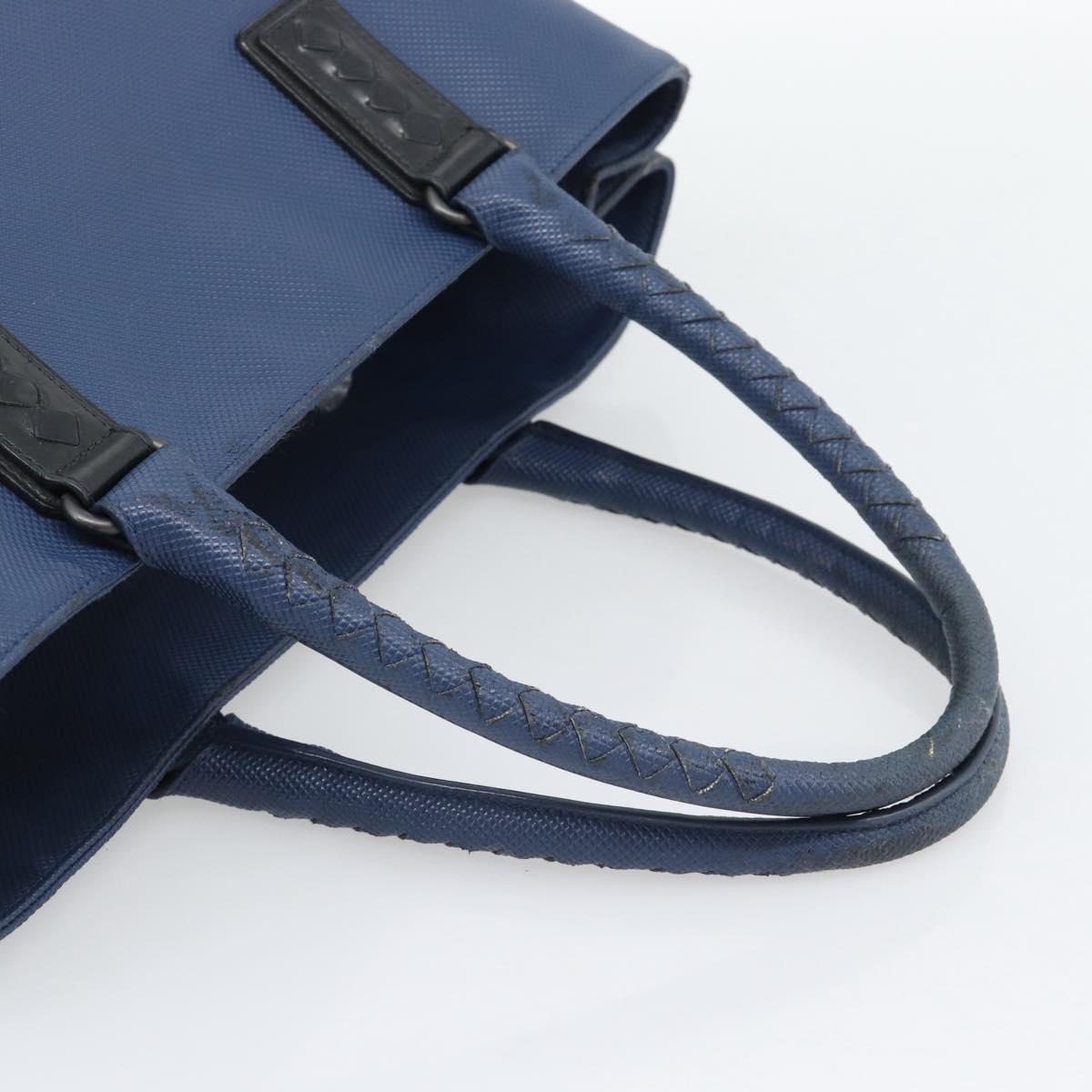 BOTTEGA VENETA Hand Bag Leather Blue Black Auth ka5382