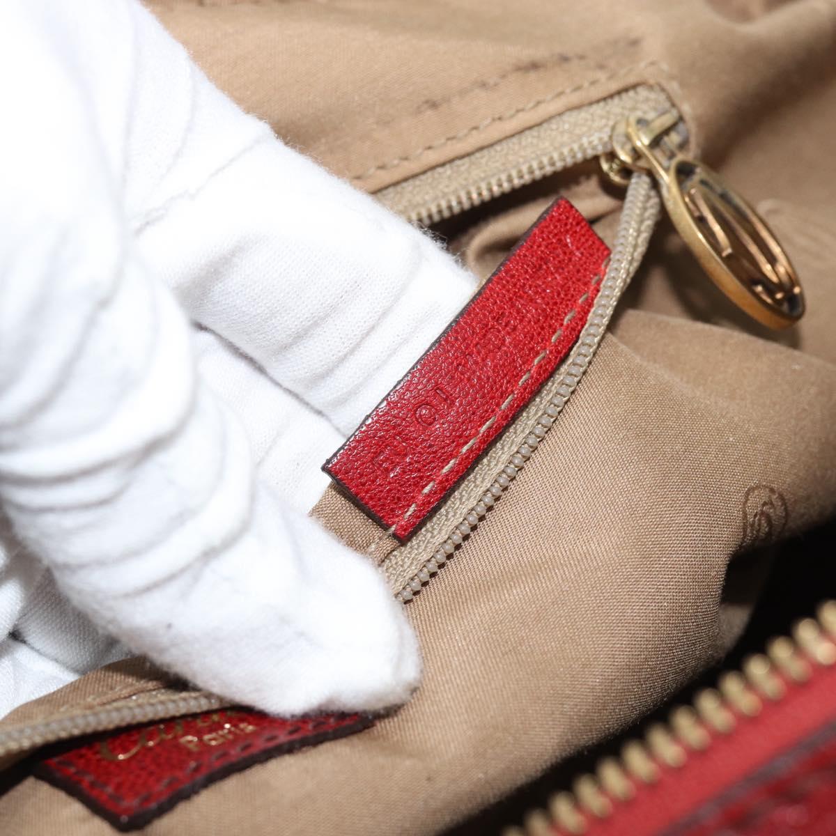CARTIER Marcello Hand Bag Leather Red Gold Tone Auth ka5383A