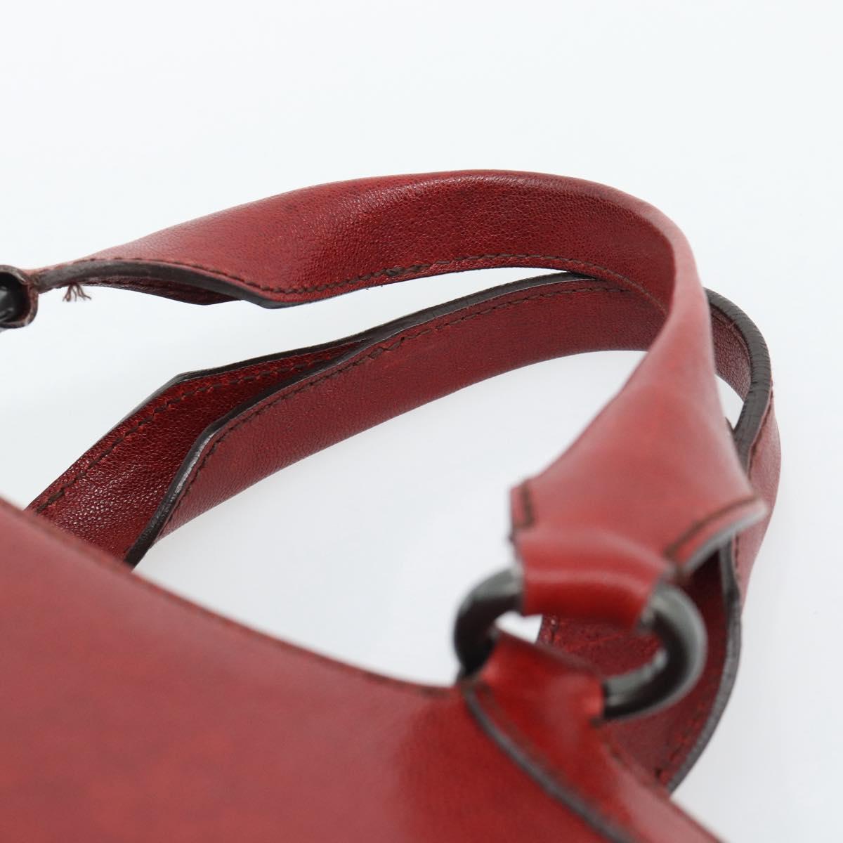 CARTIER Marcello Hand Bag Leather Red Gold Tone Auth ka5383A