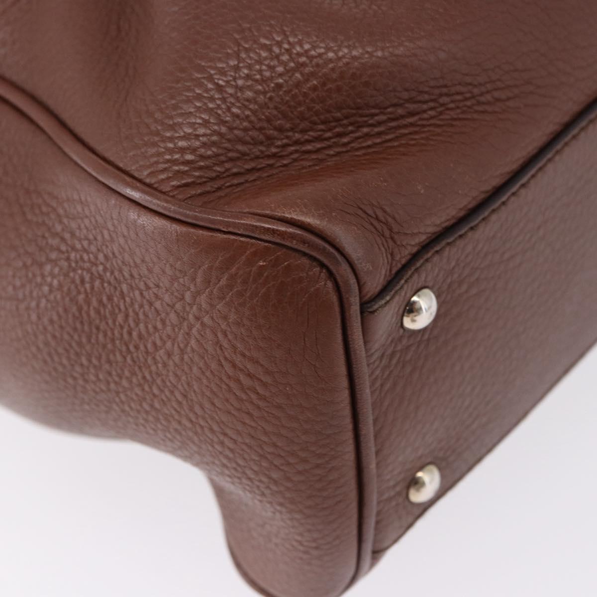 Salvatore Ferragamo Gancini Hand Bag Leather Brown Silver Auth ka5385A