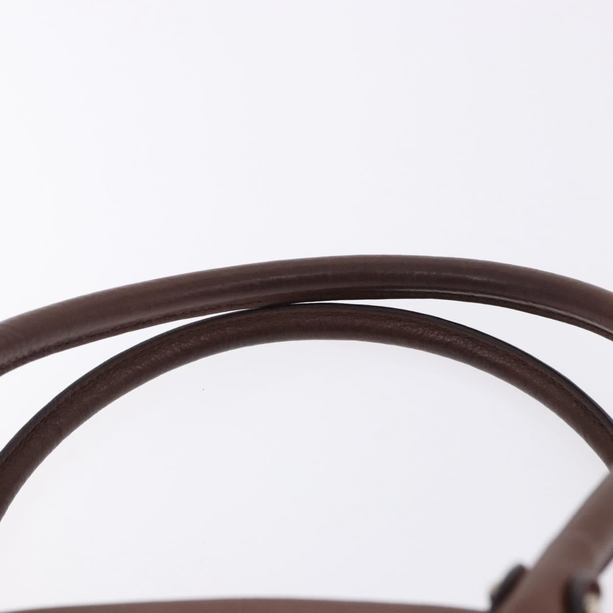 Salvatore Ferragamo Gancini Hand Bag Leather Brown Silver Auth ka5385A