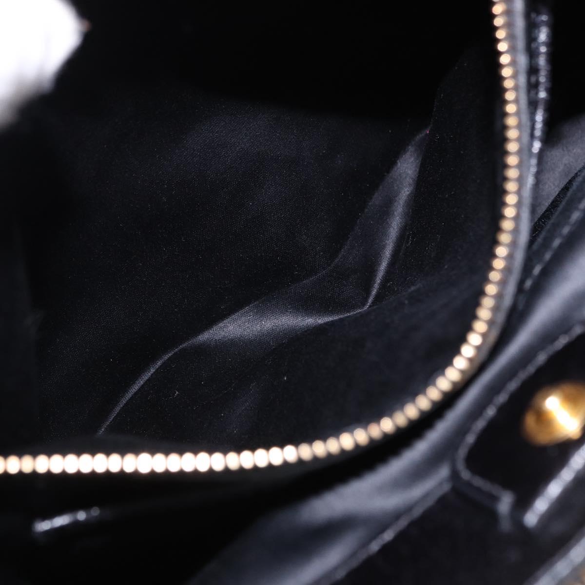 Miu Miu Hand Bag Leather 2way Black Gold Tone Auth ka5386M