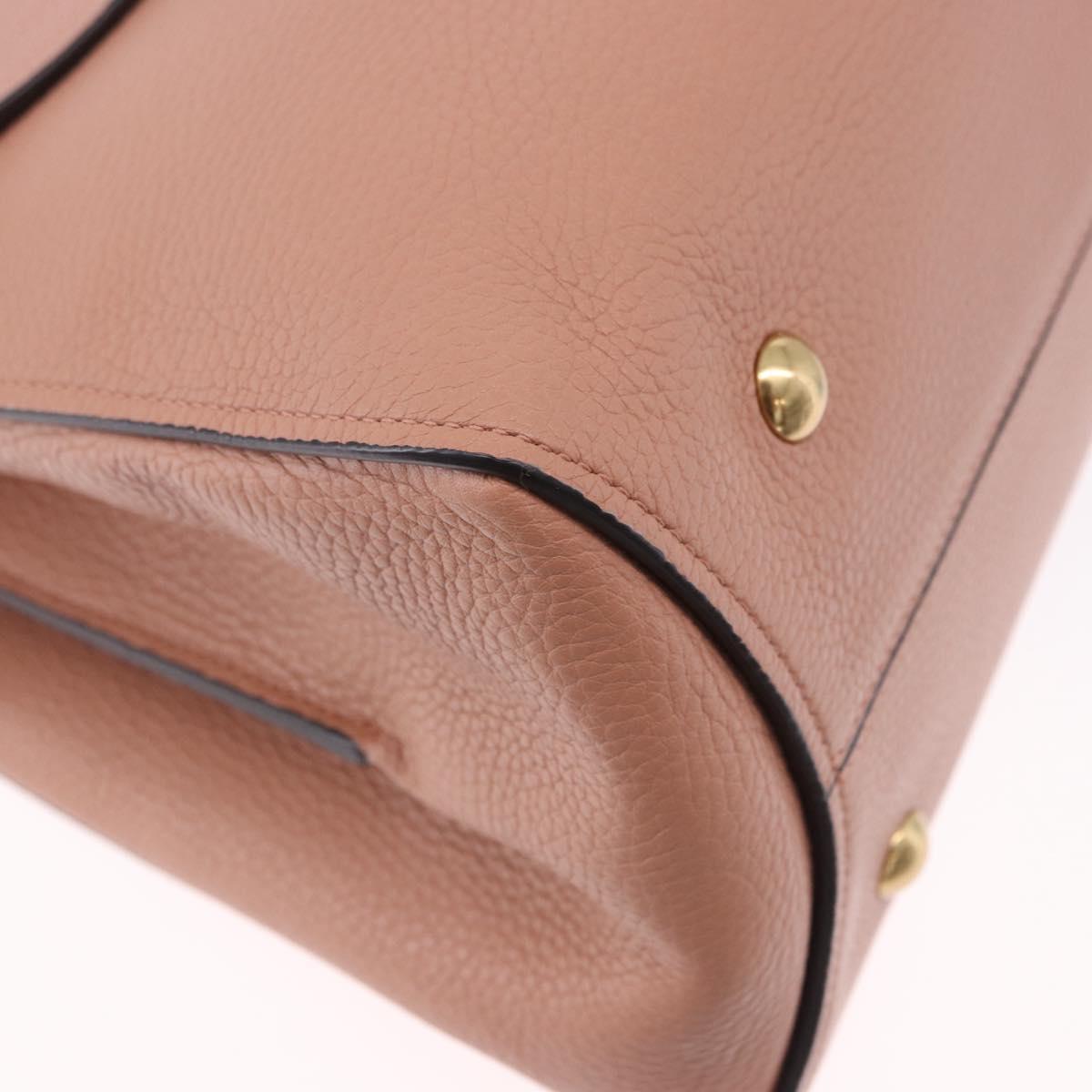 Salvatore Ferragamo Gancini Hand Bag Leather 2way Pink Gold Tone Auth ka5387V