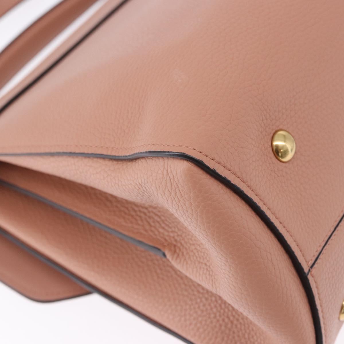 Salvatore Ferragamo Gancini Hand Bag Leather 2way Pink Gold Tone Auth ka5387V