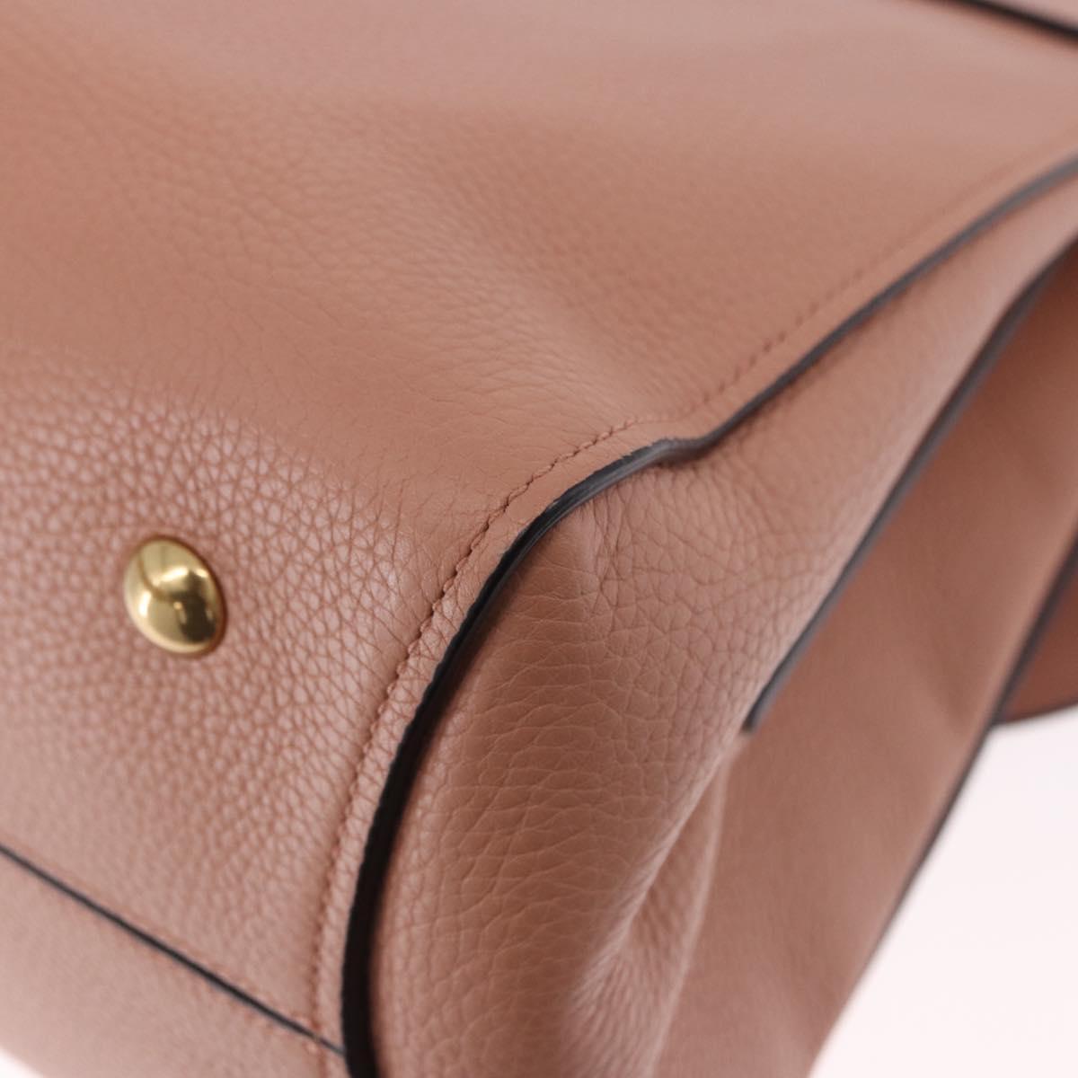 Salvatore Ferragamo Gancini Hand Bag Leather 2way Pink Gold Tone Auth ka5387V