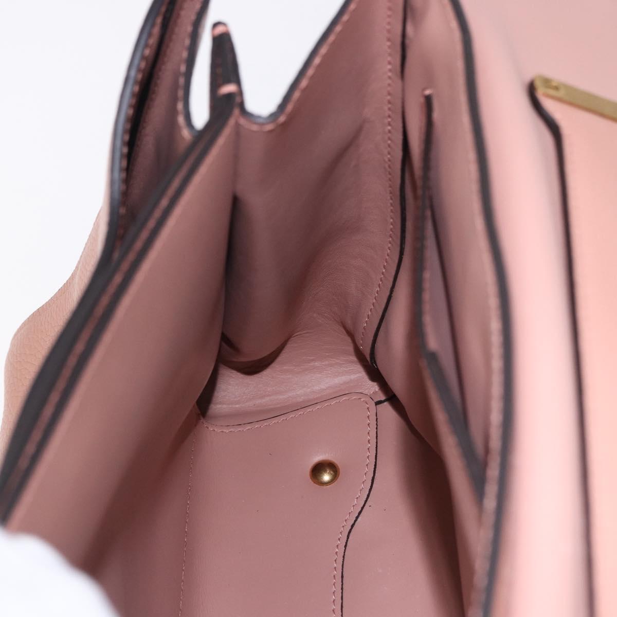 Salvatore Ferragamo Gancini Hand Bag Leather 2way Pink Gold Tone Auth ka5387V