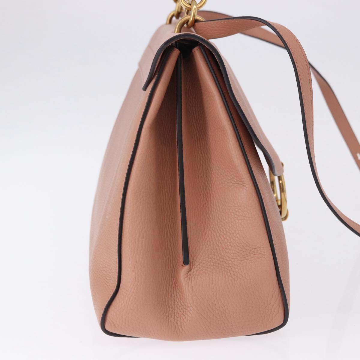 Salvatore Ferragamo Gancini Hand Bag Leather 2way Pink Gold Tone Auth ka5387V