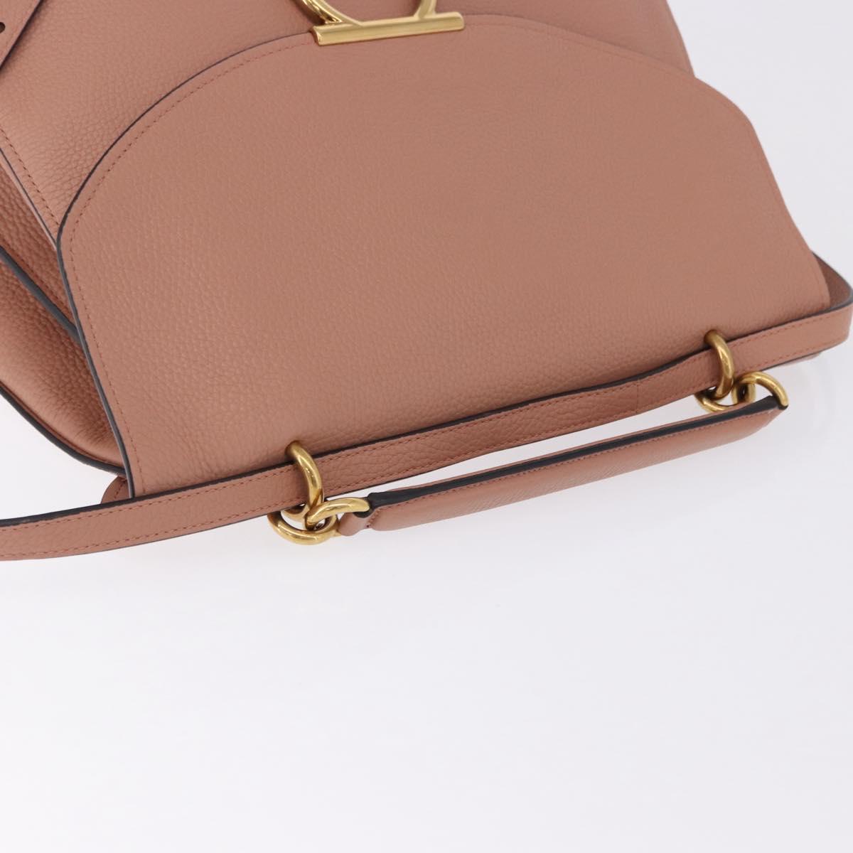 Salvatore Ferragamo Gancini Hand Bag Leather 2way Pink Gold Tone Auth ka5387V