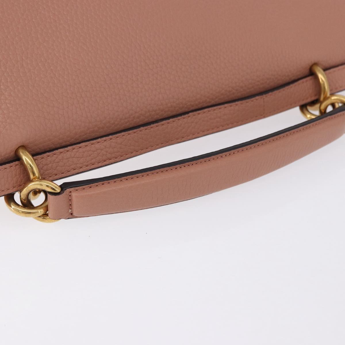 Salvatore Ferragamo Gancini Hand Bag Leather 2way Pink Gold Tone Auth ka5387V