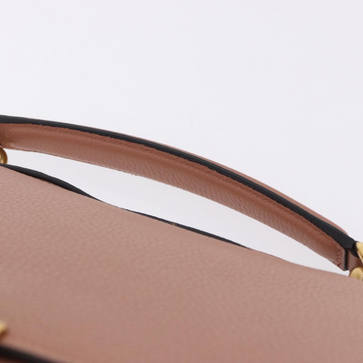Salvatore Ferragamo Gancini Hand Bag Leather 2way Pink Gold Tone Auth ka5387V