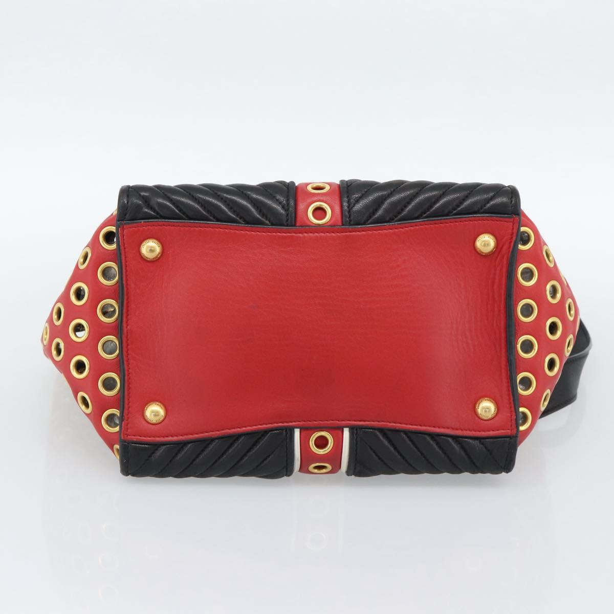 Miu Miu Hand Bag Leather 2way Black Gold Tone Auth ka5388V