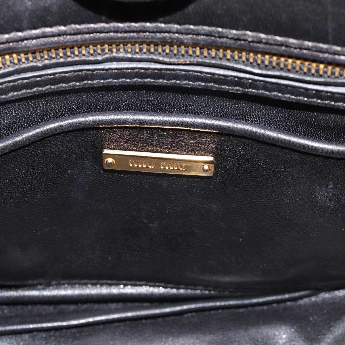 Miu Miu Hand Bag Leather 2way Black Gold Tone Auth ka5388V