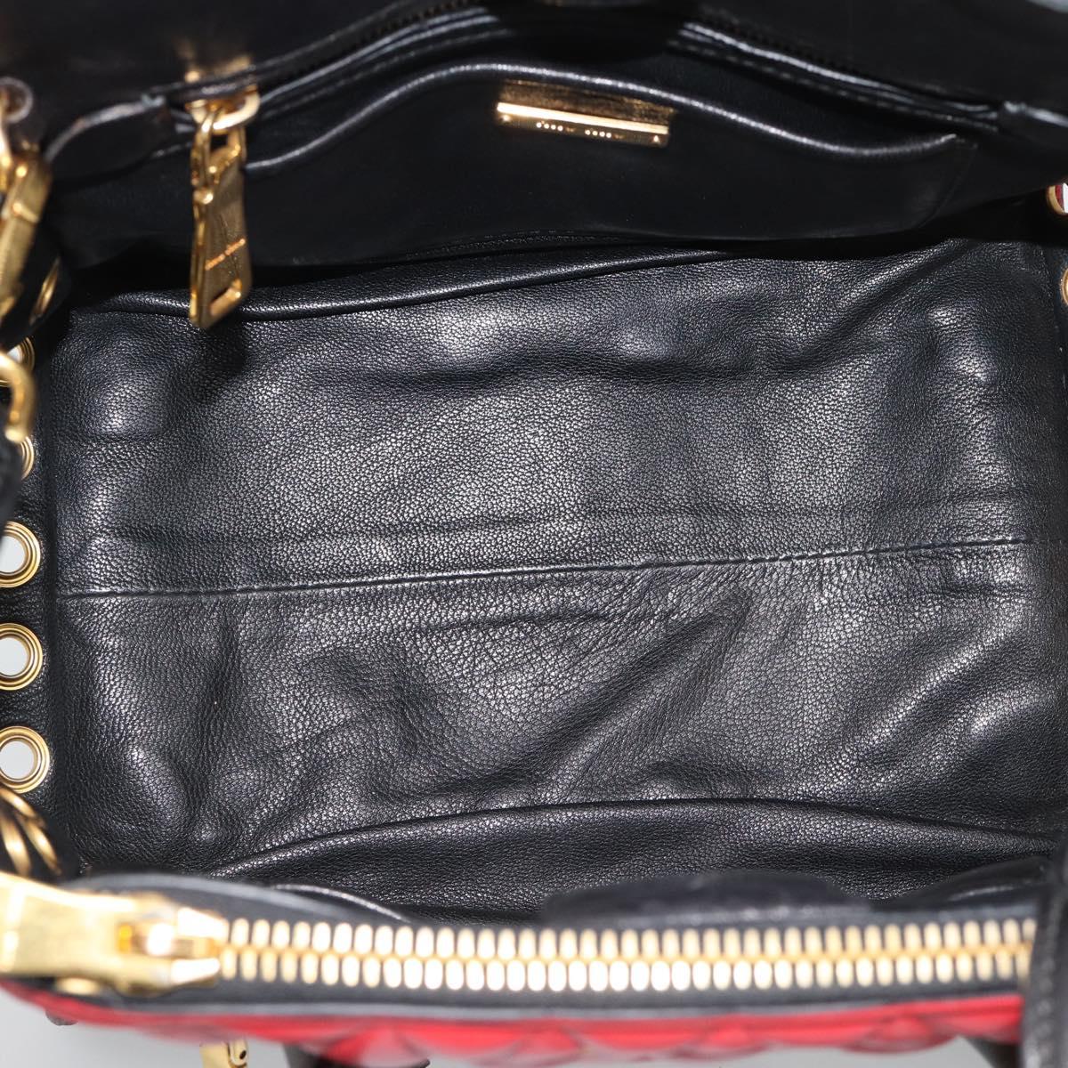 Miu Miu Hand Bag Leather 2way Black Gold Tone Auth ka5388V