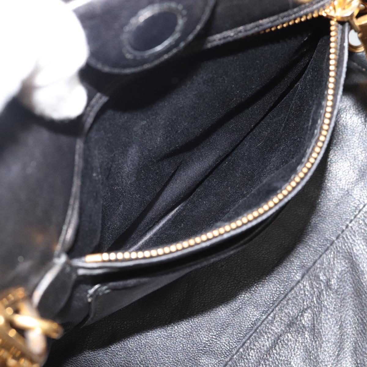 Miu Miu Hand Bag Leather 2way Black Gold Tone Auth ka5388V