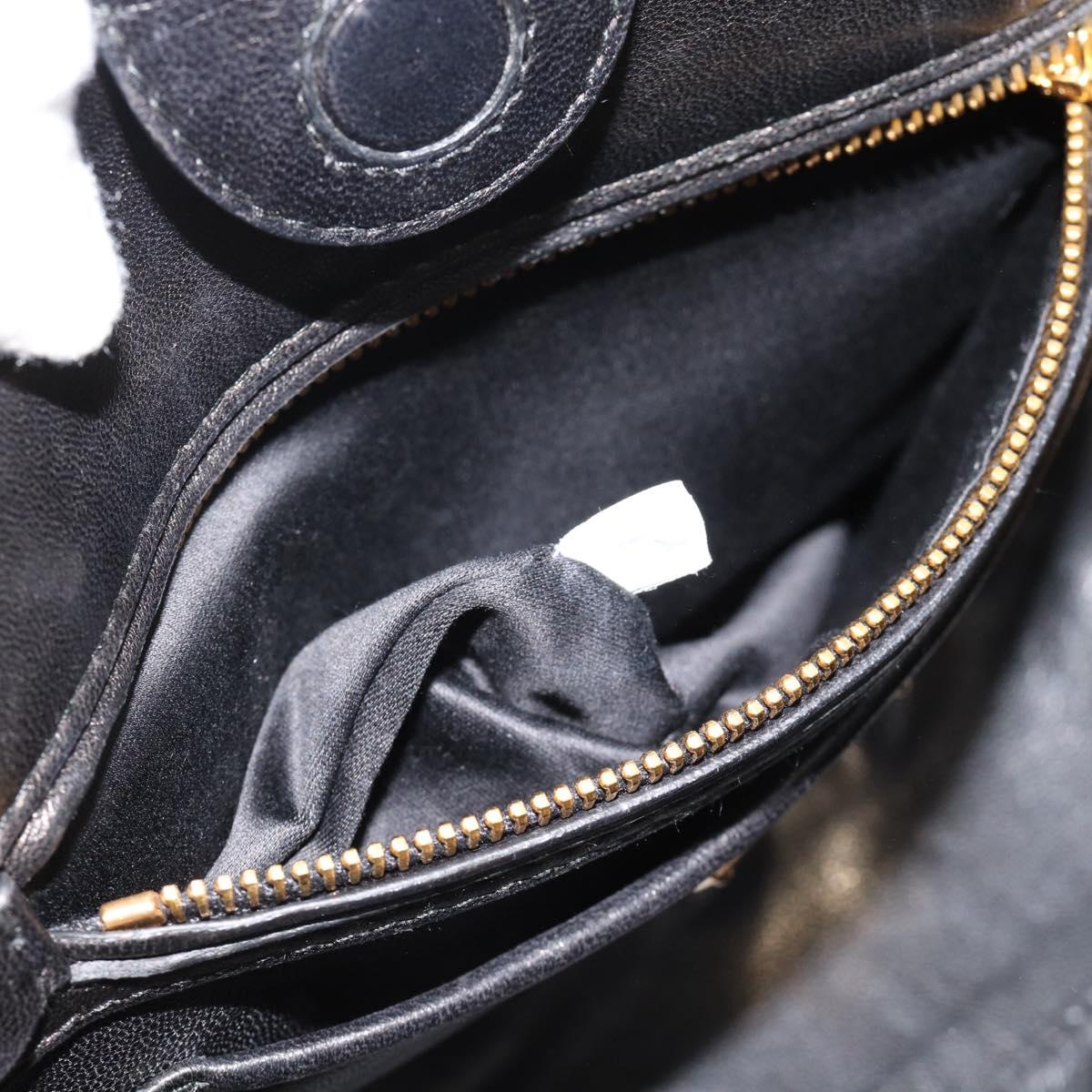 Miu Miu Hand Bag Leather 2way Black Gold Tone Auth ka5388V
