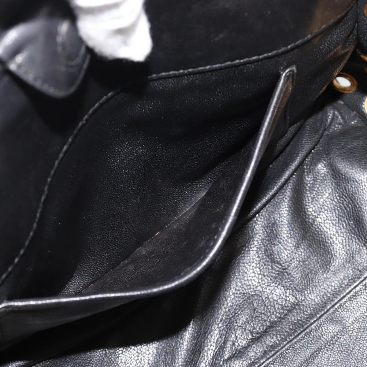 Miu Miu Hand Bag Leather 2way Black Gold Tone Auth ka5388V