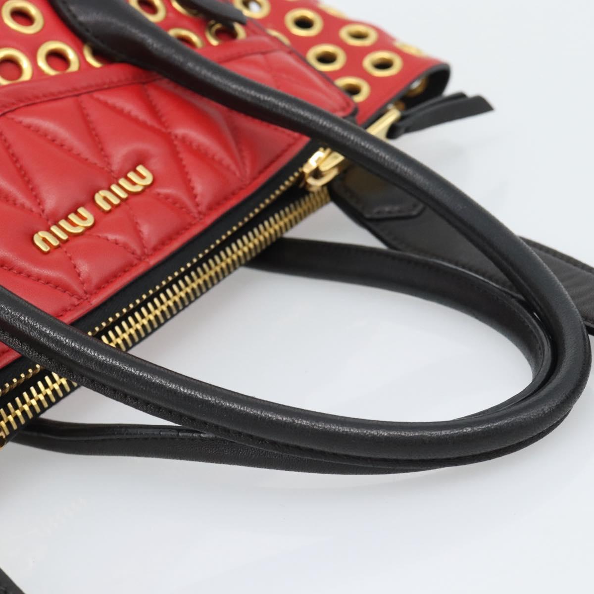 Miu Miu Hand Bag Leather 2way Black Gold Tone Auth ka5388V