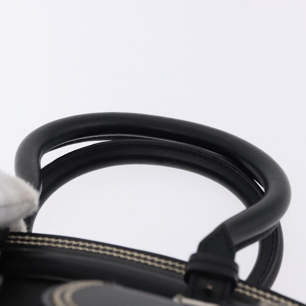 Christian Dior Hand Bag Leather Black Silver Auth ka5389M