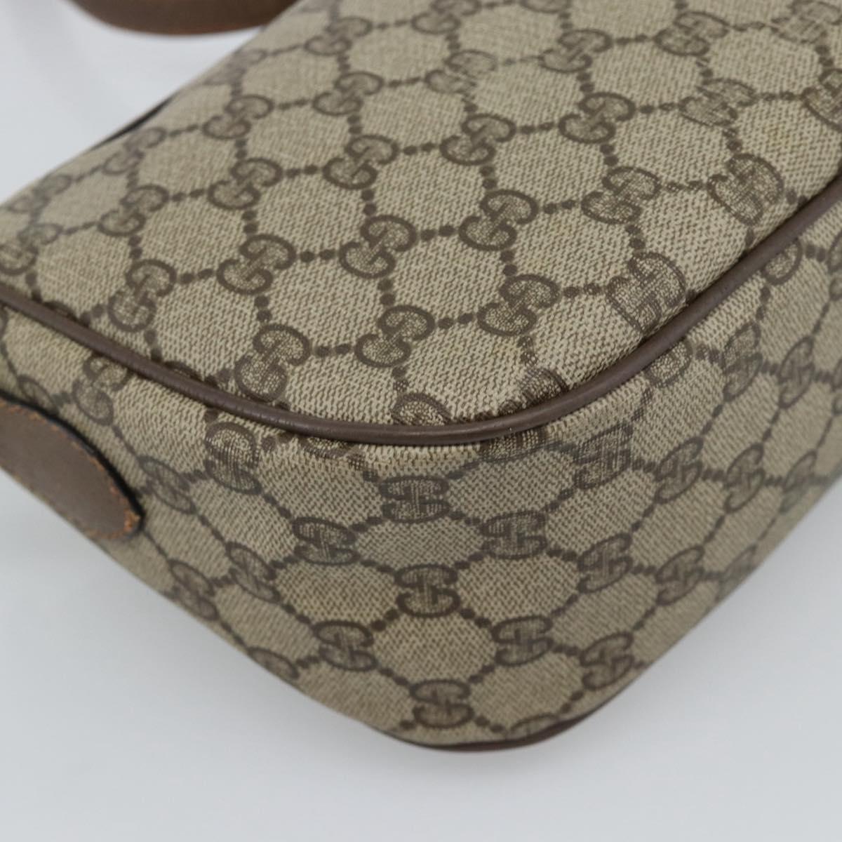 GUCCI GG Supreme Web Sherry Line Shoulder Bag PVC Leather Beige Gold Auth ka5390