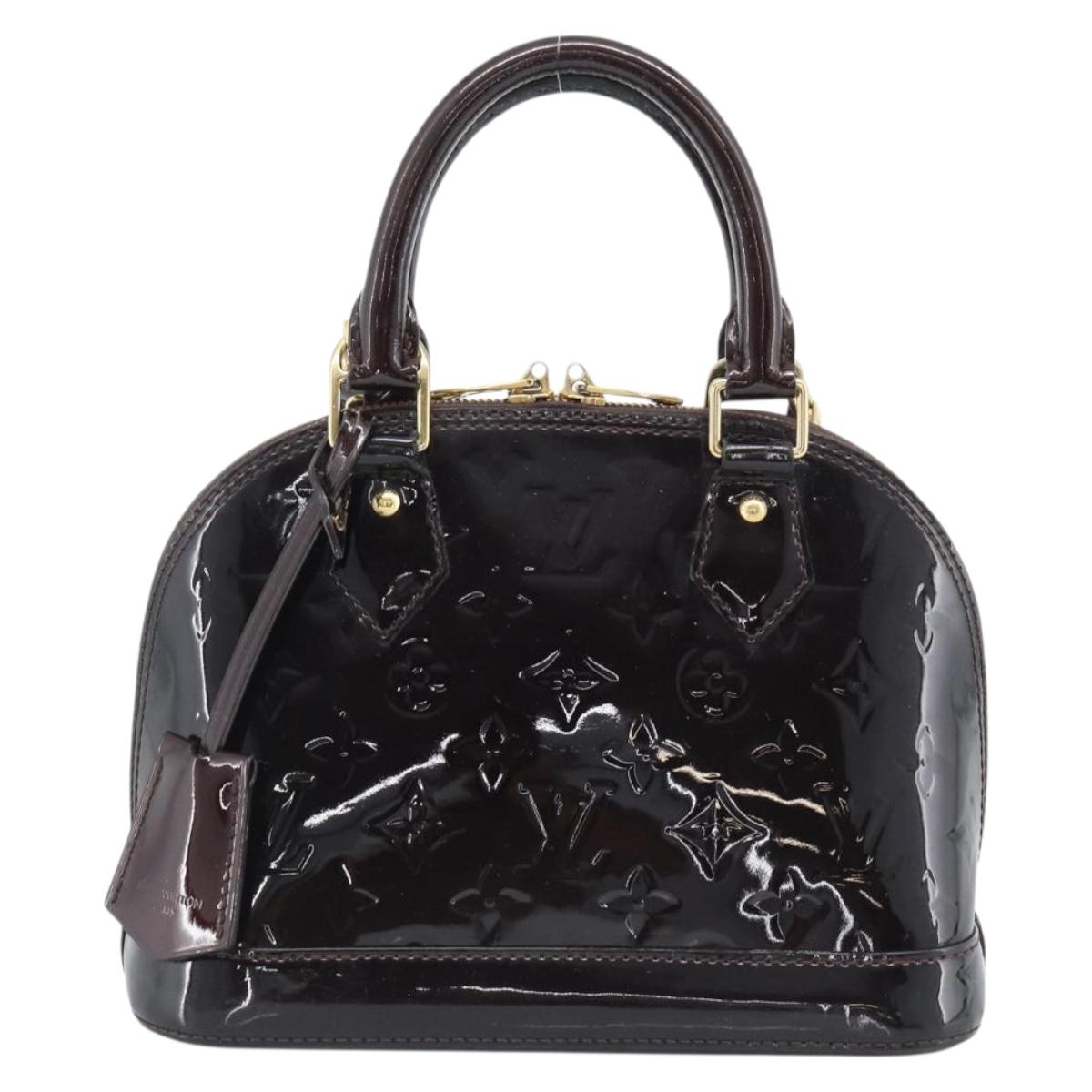 LOUIS VUITTON Monogram Vernis Alma BB Hand Bag Amarante M91678 LV Auth ka5391