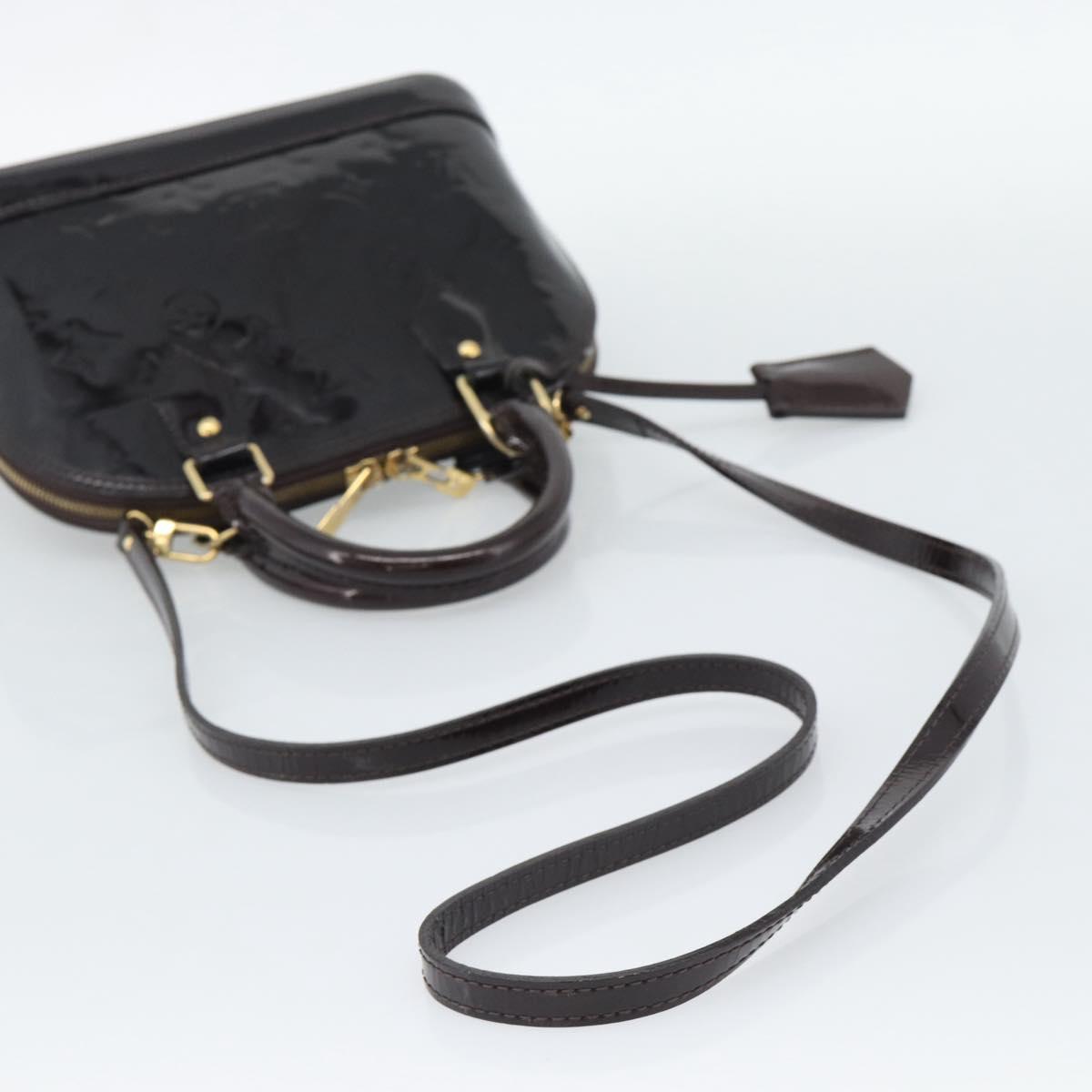 LOUIS VUITTON Monogram Vernis Alma BB Hand Bag Amarante M91678 LV Auth ka5391