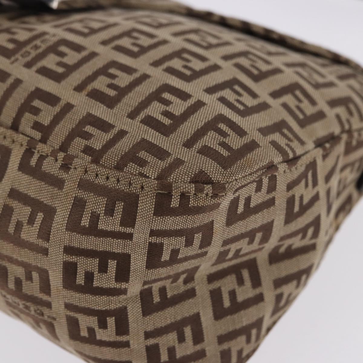 FENDI Zucchino Canvas Mamma Baguette Shoulder Bag Beige 8BR003 Auth ka5393V