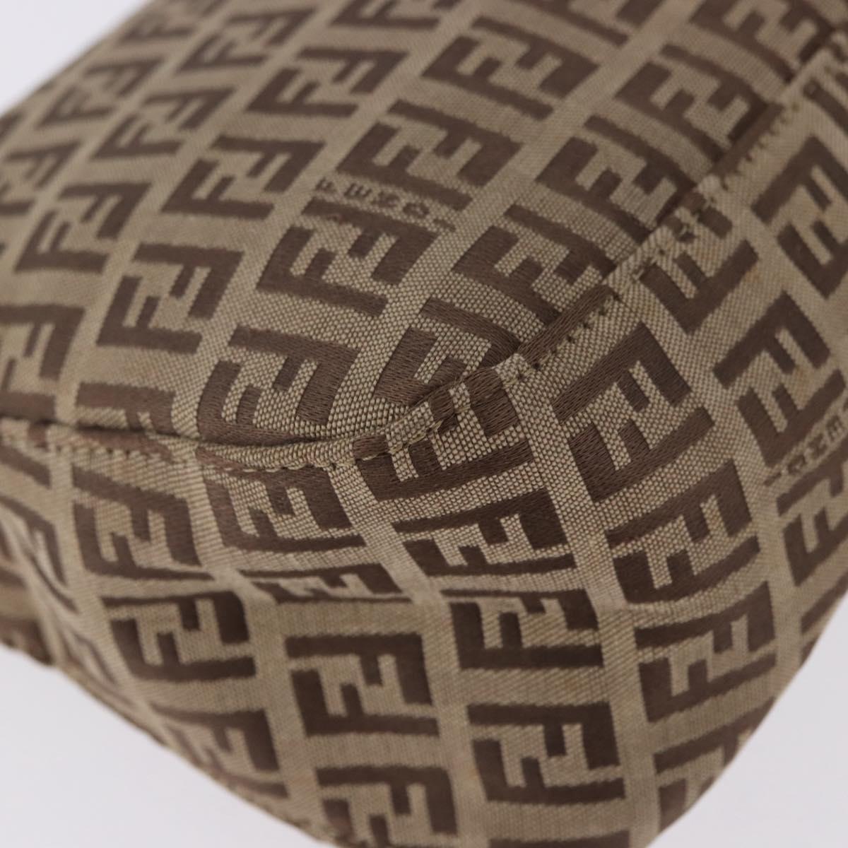 FENDI Zucchino Canvas Mamma Baguette Shoulder Bag Beige 8BR003 Auth ka5393V