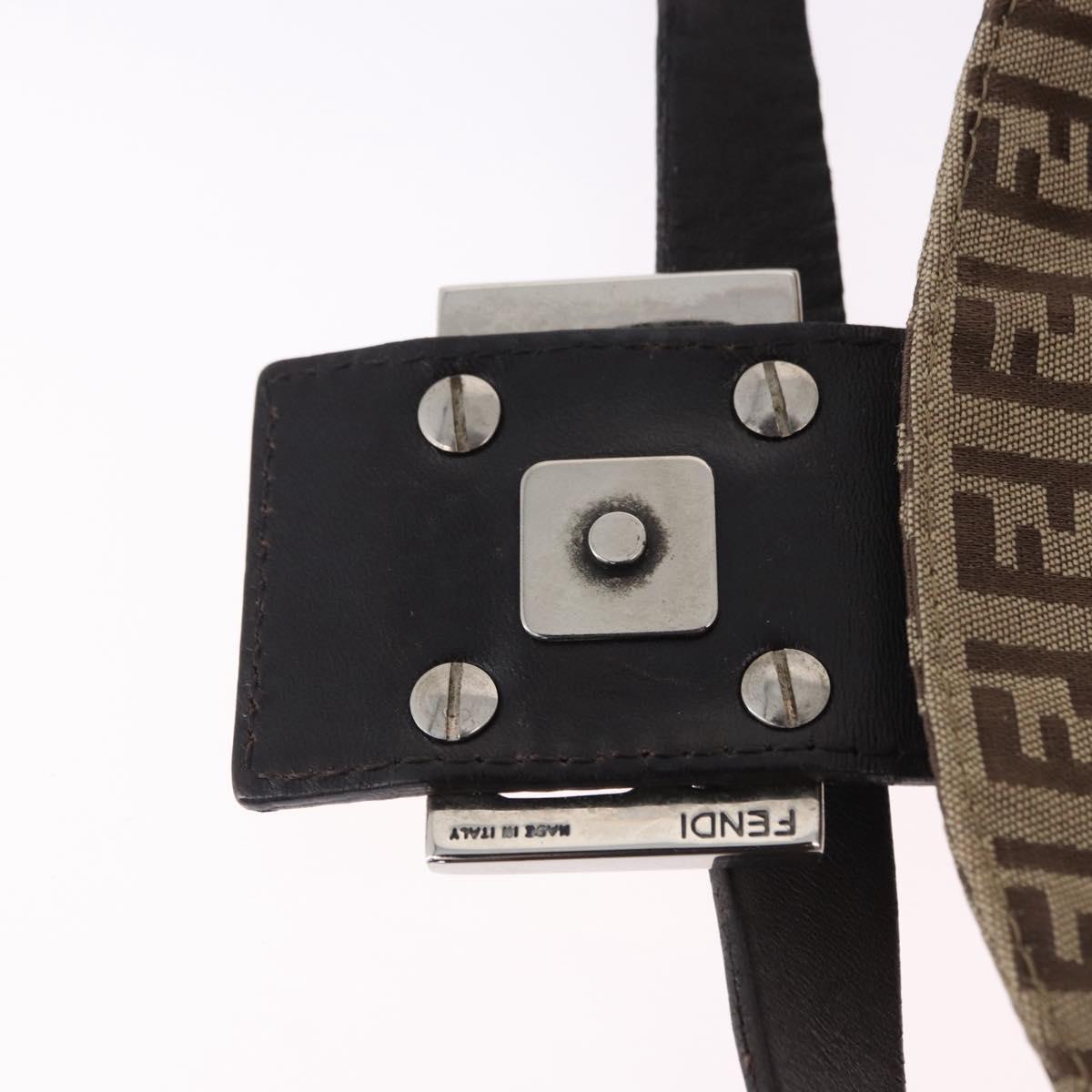 FENDI Zucchino Canvas Mamma Baguette Shoulder Bag Beige 8BR003 Auth ka5393V